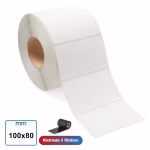 Etichetta 100x80 mm bianca VELLUM a trasferimento termico adesive in rotolo da 500 pz