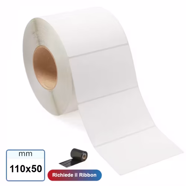 Etichette adesive carta VELLUM 110x50 mm in rotolo da 1000 pz e sconto quantità