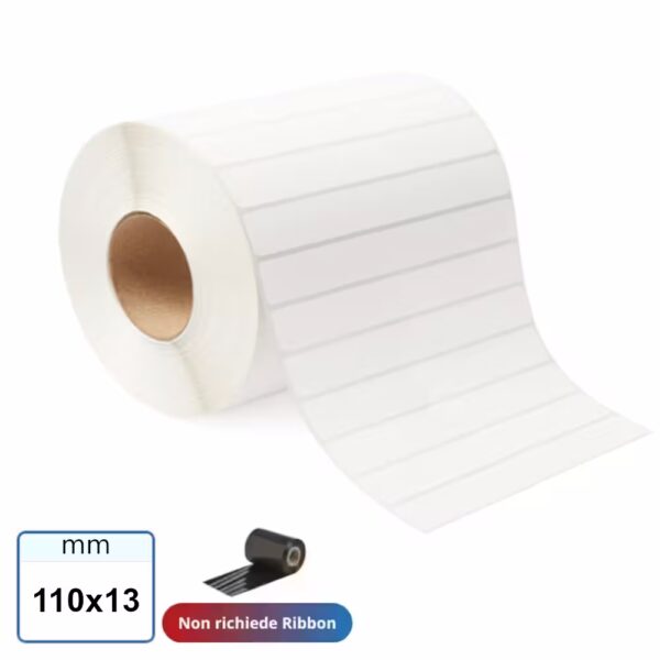 Etichetta TERMICA 110X13 mm bianco adesive in rotolo stampabili da 2000 pz