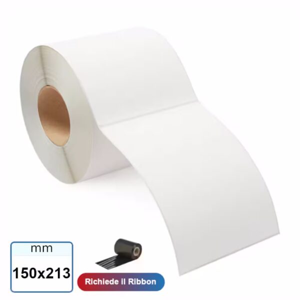 Etichette 150x213 mm Vellum bianco adesive stampabili in bobina da 600pz