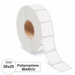Etichetta 20x25 mm polipropilene PPL BIANCA in rotolo stampabili a trasferimento termico