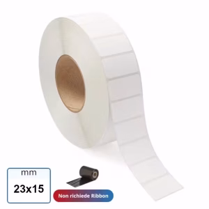 Etichetta TERMICA 23x15 mm adesiva bianco stampabili in rotolo da 3000 pz