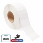 Etichetta TERMICA 25x20 mm adesiva bianco stampabili in rotolo da 2500 pz
