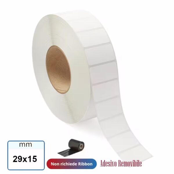 Etichette 29x15 mm termica protetta con adesivo Removibile in rotolo stampabile termico diretto
