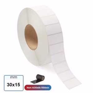 Etichetta 30x15 mm TERMICA TOP adesiva bianca stampabili in rotolo da 2500 pz
