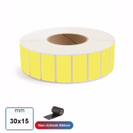 Etichetta 30x15 mm TERMICA GIALLO adesiva bianca stampabili in rotolo da 2500 pz