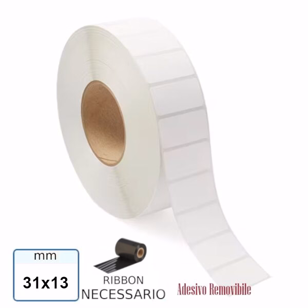 Etichetta 31x13 mm VELLUM stampabile in rotolo con adesivo Removibile