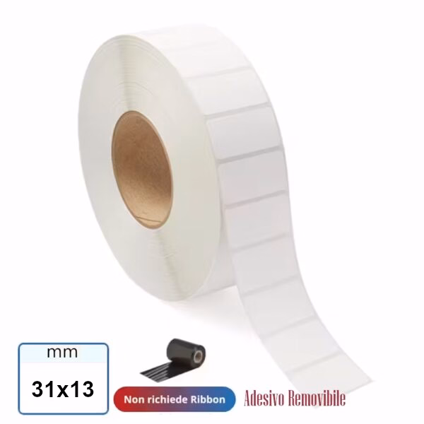 Etichetta 31x13 mm VELLUM stampabile in rotolo con adesivo Removibile