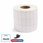 Etichette adesive mm 32x22 Vellum 3 piste in rotolo stampabile a trasferimento termico