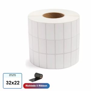Etichette adesive mm 32x22 Vellum 3 piste in rotolo stampabile a trasferimento termico