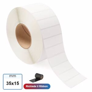 Etichette adesive mm 35x15 VELLUM in bobina stampabili a trasferimento termico