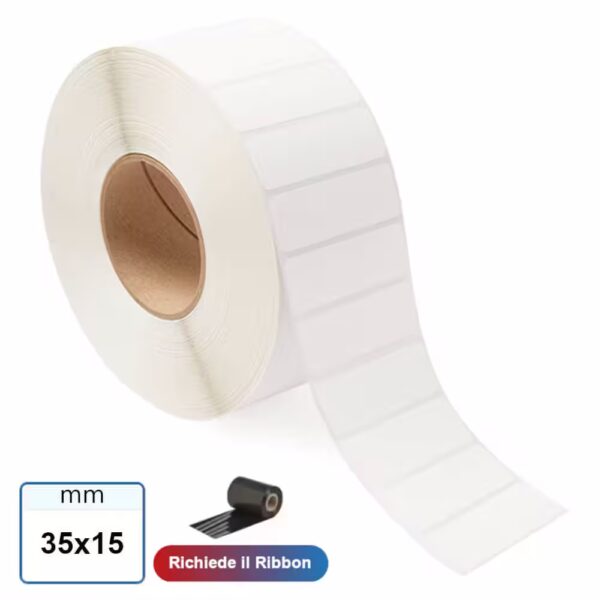 Etichetta 35x15 mm VELLUM adesiva in bobina stampabili a trasferimento termico