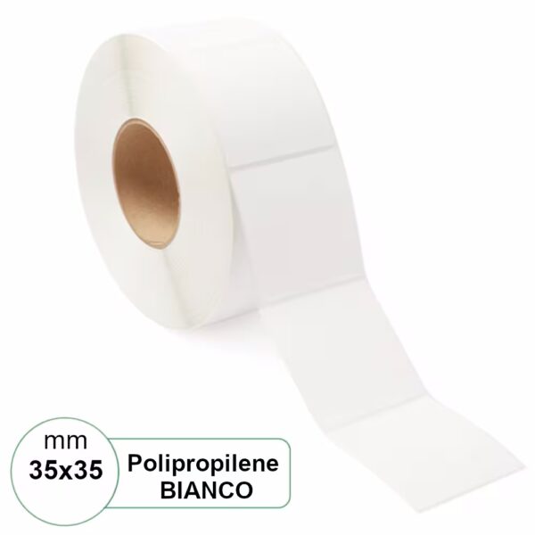 Etichetta 35x35 mm polipropilene PPL BIANCA stampabile a trasferimento termico