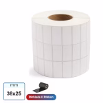 Etichette 38x25 mm VELLUM adesive in rotolo stampabile a trasferimento termico 3000 pz