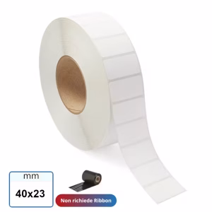 40x23 mm Etichetta TERMICA adesiva bianca in rotoli da 2500 pz