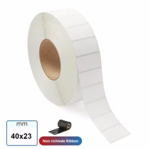 40x23 mm Etichetta TERMICA adesiva bianca in rotoli da 2500 pz