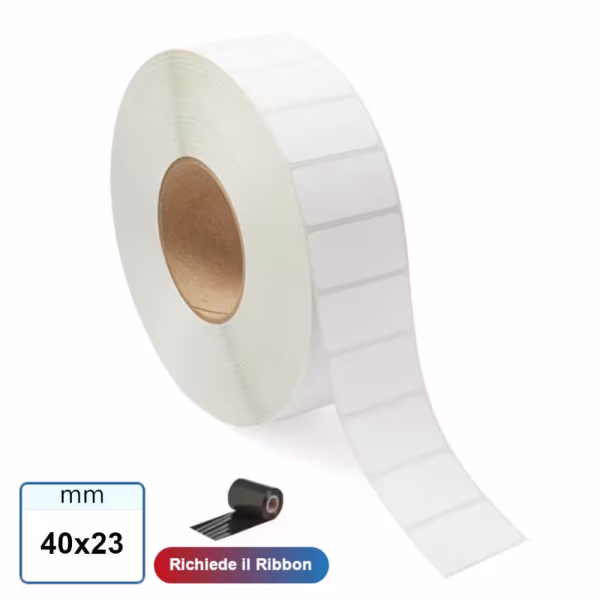 40x23 mm Etichette VELLUM adesive in rotolo stampabile a trasferimento termico