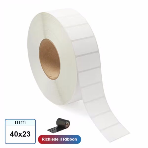 40x23 mm Etichette VELLUM adesive in rotolo stampabile a trasferimento termico