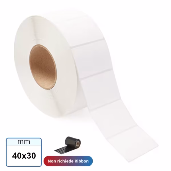 Etichetta mm 40x30 TERMICA diretta adesiva neutra in rotolo stampabile 2000 pz