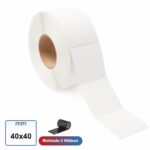 Rotolo etichetta VELLUM 40x40 mm a trasferimento termico adesive bianco