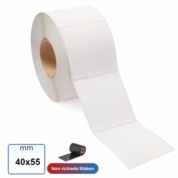 Etichetta TERMICA 40x55 mm adesiva bianca stampabili in rotolo da 1000 pz