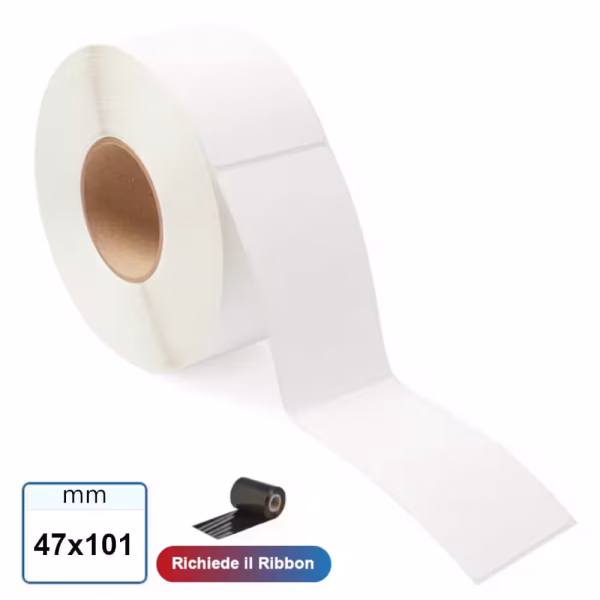 47x101 mm Etichetta VELLUM trasferimento termico adesive neutre in rotolo 500 pz