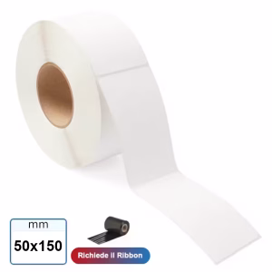 Etichetta VELLUM 50x150 mm carta adesiva bianca a trasferimento termico in rotolo