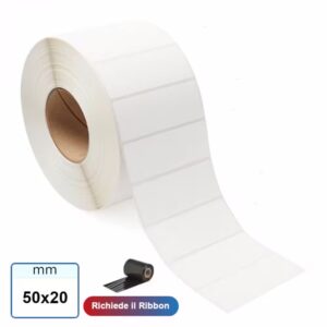 50x20 mm Etichette VELLUM adesive stampabili a trasferimento termico rotolo 3000 Pz