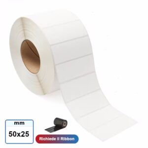Etichette adesive 50x25 mm vellum a trasferimento termico in rotolo 2000 pz