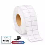 Etichetta 50x40 mm carta VELLUM adesiva in bobina stampabile a trasferimento termico
