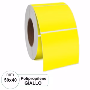 Etichetta 50x40 mm adesiva in Polipropilene (ppl) GIALLO lucido in bobina stampabili