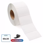 Etichetta 60x30 mm TERMICA adesiva bianca in rotolo da 1800 pz