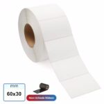 Etichetta 60x30 mm TERMICA adesiva bianca in rotolo da 1800 pz