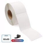 Etichetta 60x80mm TERMICA diretta adesive colore bianco in rotoli da 800 pz
