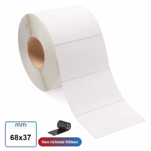 Etichetta TERMICA 68x37 mm adesiva bianca stampabili in rotolo da 1500 pz