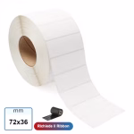 Etichette 72x36 mm VELLUM bianco in rotolo stampabili a trasferimento termico