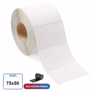 Etichetta 75x50 mm TERMICA TOP adesiva stampabili in rotolo da 1250 pz
