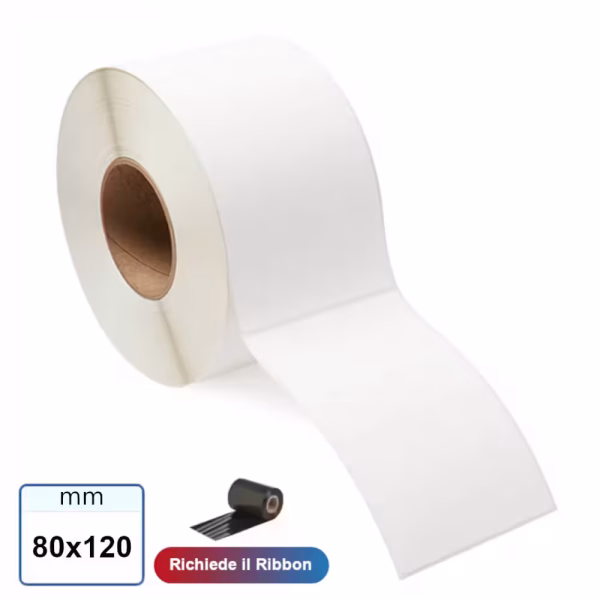 Etichetta 80x120 mm VELLUM adesiva in rotolo da 500 pz Foro 40