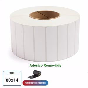 Etichetta 80x14 mm VELLUM a trasferimento termico adesivo REMOVIBILE 2000 pz