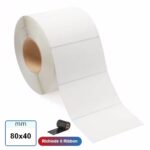 Etichetta 80x40 mm VELLUM adesive stampabili a trasferimento termico in rotolo da 1500 pz