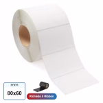 80x60 mm Rotolo etichette VELLUM adesive stampabili a trasferimento termico 1000 pz