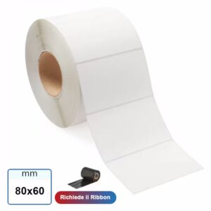 80x60 mm Rotolo etichette VELLUM adesive stampabili a trasferimento termico 1000 pz