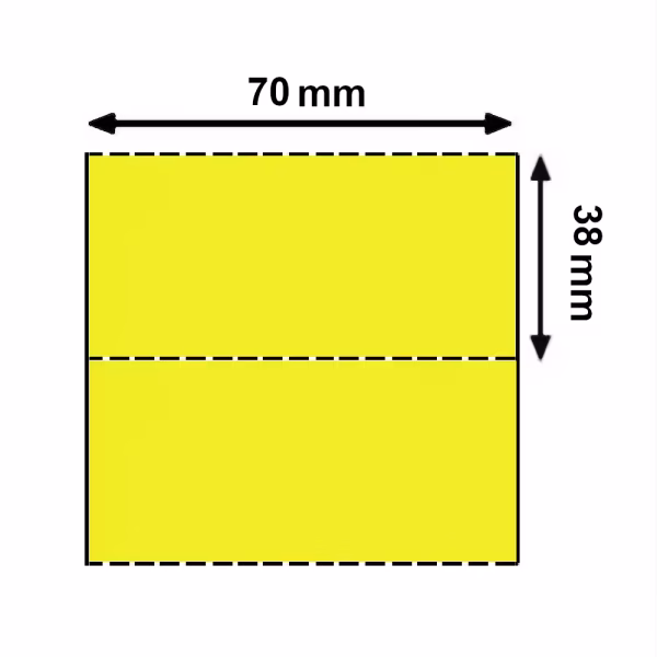 Cartellino 70x38 mm in CARTONCINO TERMICO GIALLO in rotolo per frontalini e cartellini