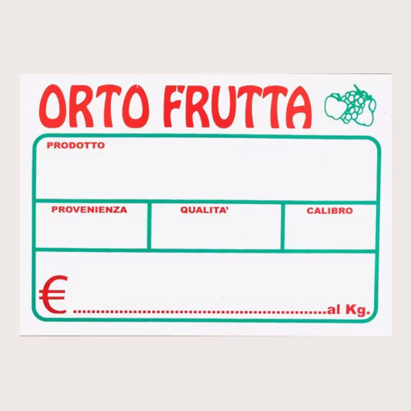 Segnaprezzi per Ortofrutta mm 140x100 in Pvc cancellabili