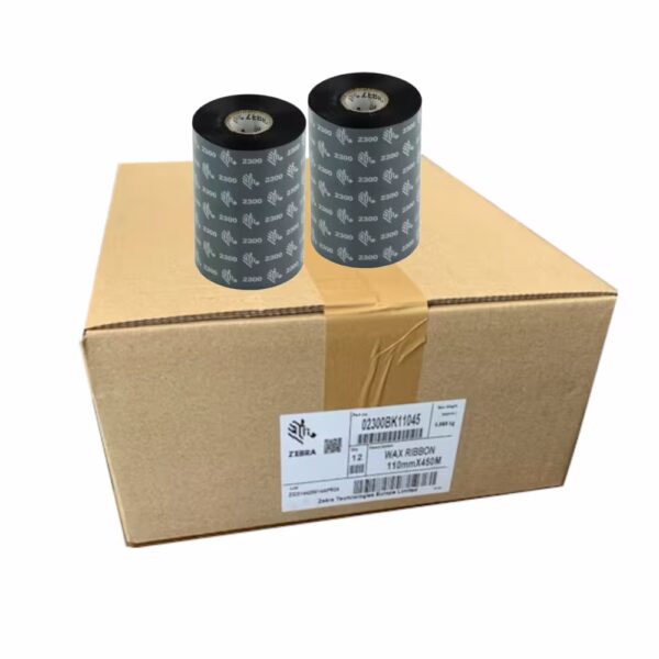 Ribbon ZEBRA 110x300 mt CERA nero per stampa a trasferimento termico Conf 12 Pz