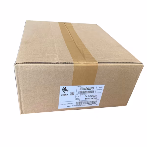 Ribbon ZEBRA 89x450 mt CERA nero per stampa a trasferimento termico Conf 12 pz