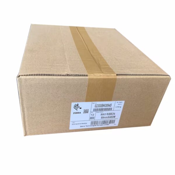 Ribbon ZEBRA 89x450 mt CERA nero per stampa a trasferimento termico Conf 12 pz