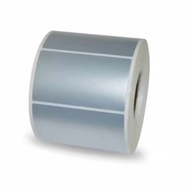 Etichetta 75x28 mm POLIESTERE ARGENTO in rotolo stampabili a trasferimento termico