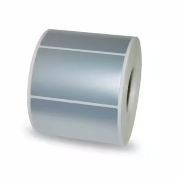 Etichetta Poliestere argento 75x35 mm stampabili a trasferimento termico in rotolo da 750 pz