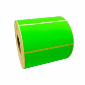 Etichette 100x50 mm VERDE fluorescente in rotolo con adesivo permanente 1000 pz
